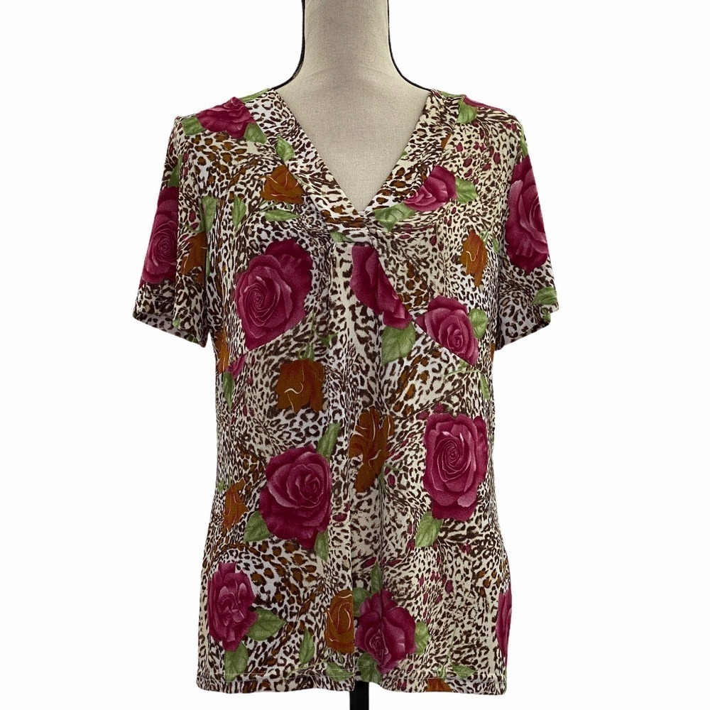 MARCIANO by Nicole Floral Animal Print Blouse